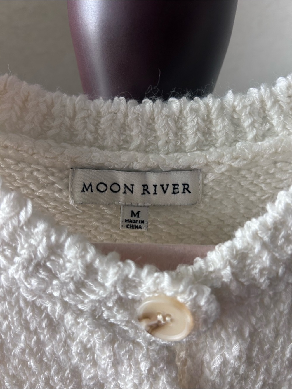 Moon River Cream Textured Knit Button Vest - Picture 2 of 4